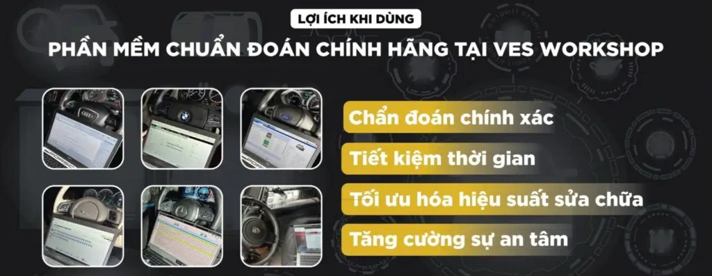 sử dụng phần mềm chuẩn đoán chính hãng tại ves auto workshop